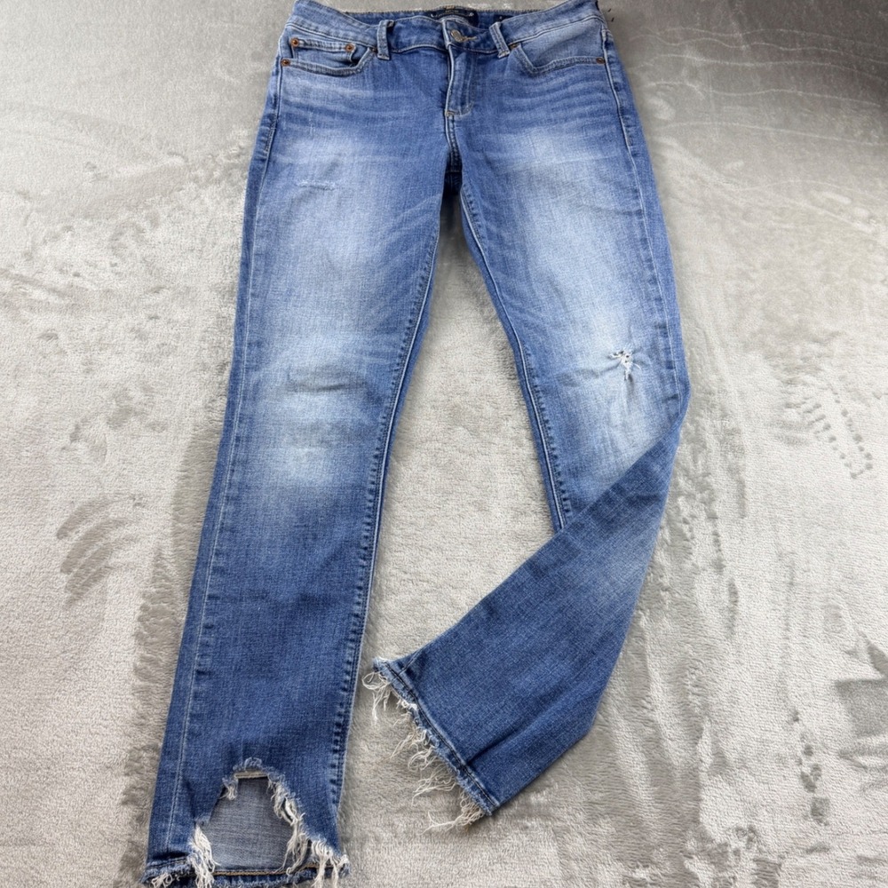 Lucky Brand Lolita Skinny Blue Jeans Women's 2/26‎ Distressed Hem Frayed Denim